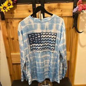 Simply Southern Blue Tie-Dye Long Sleeve Sun Shirt